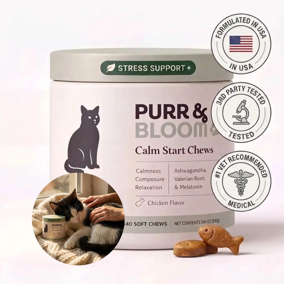 Calm Start Chews for Cats · Stress Support for Sneezing and Goopy Eyes