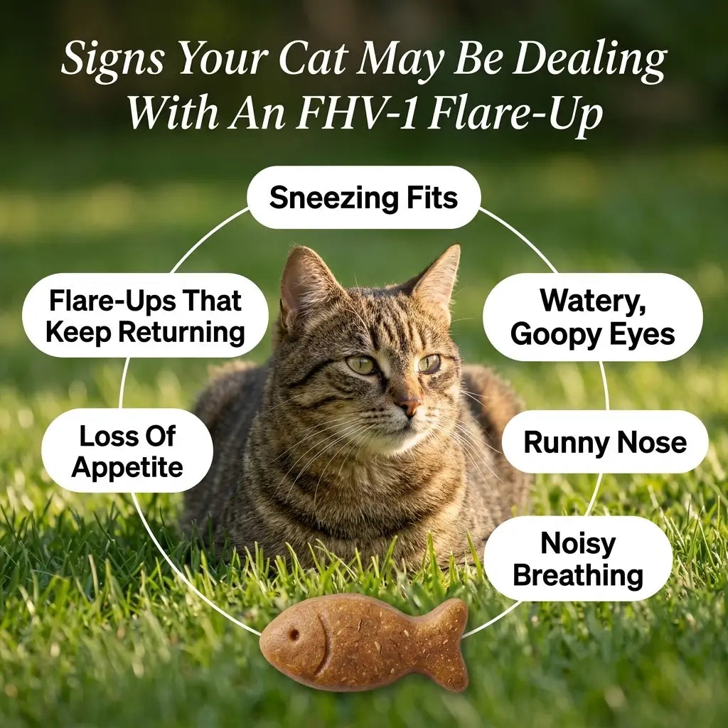 Calm Start Chews for Cats · Stress Support for Sneezing and Goopy Eyes